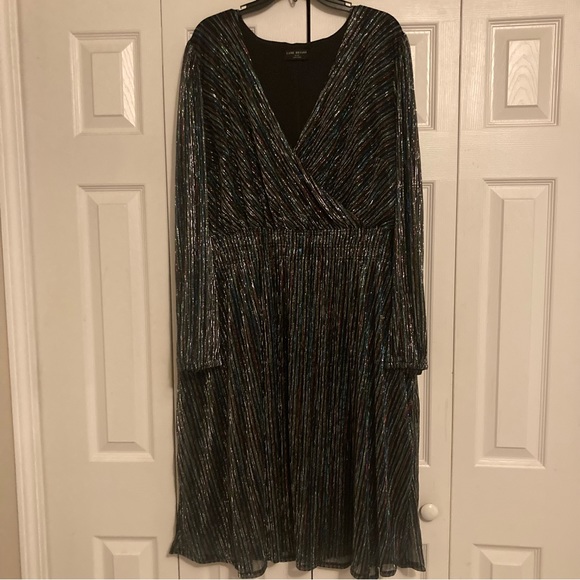 Lane Bryant Blouson-Sleeve Crinkle Knit Multi-Color Long Sleeve Midi Dress 26/28 - Picture 4 of 8